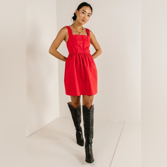 bohme Dresses & Skirts - Bohme Red Corset Pinafore Heart Breaker Dress